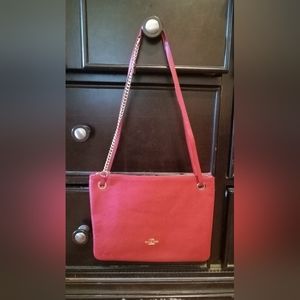 Coach Convertible Red Pebble Leather Hippie Crossbody Handbag K1405-52901